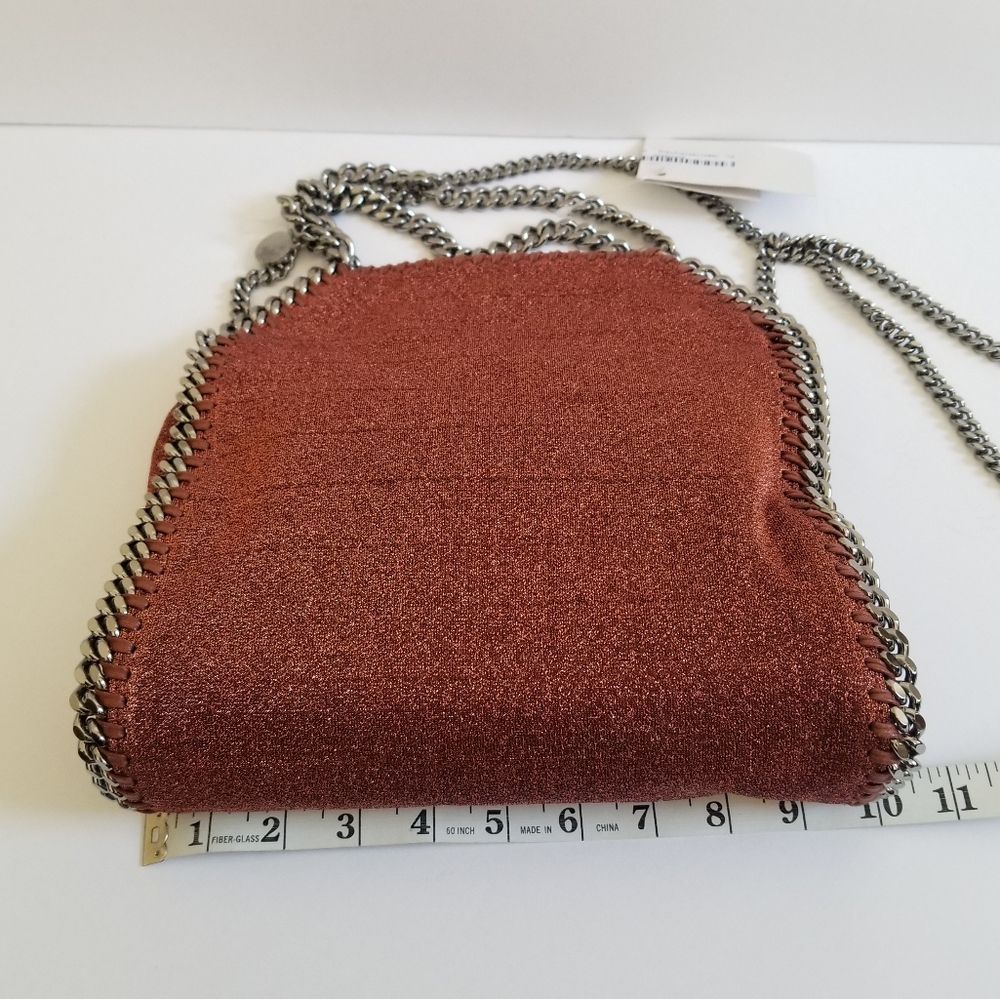Stella McCartney Lurex Falabella Three Chain Crossbody Bag Rust - Picture 12 of 12